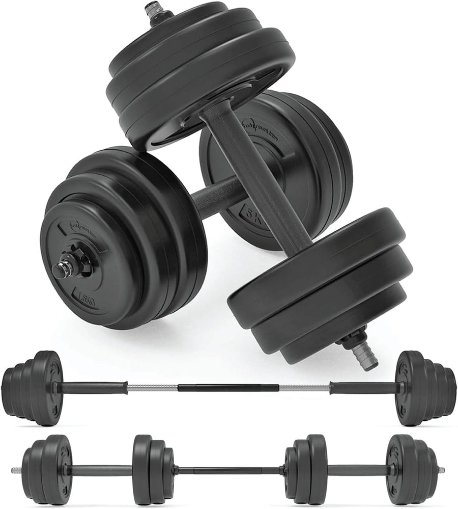 Adjustable Dumbbell Barbell Set 10–50KG Vinyl Weights Home Gym