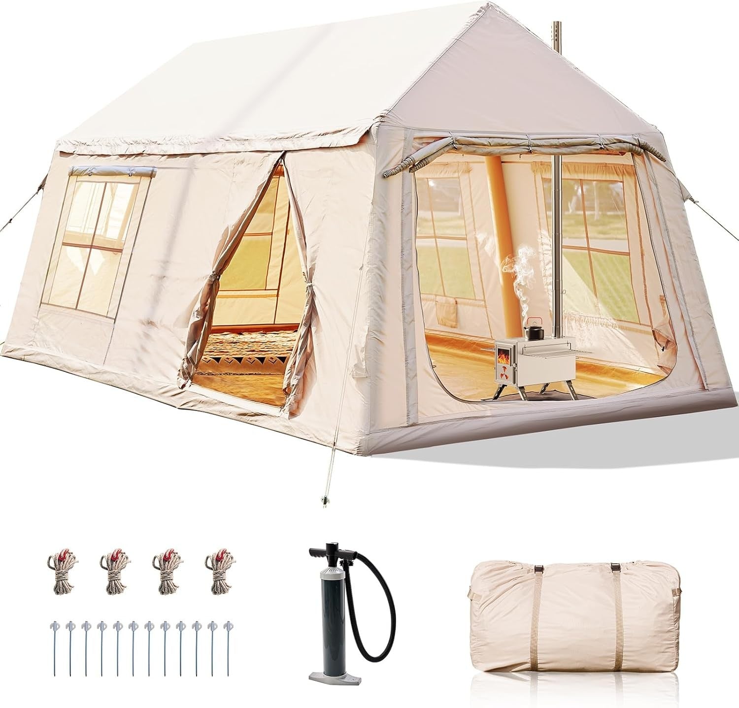 8 Person Inflatable Camping Tent 4 Season Waterproof Air Glamping
