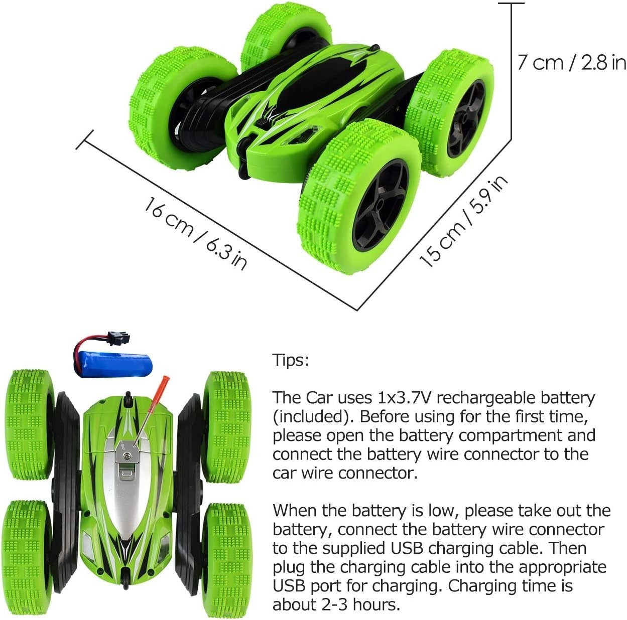 4WD RC Stunt Car for Kids 4-9, 360° Flips & LED Lights, High-Speed