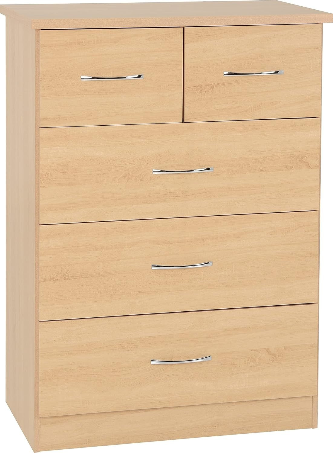 Sonoma Oak 5 Drawer Chest of Drawers Tall Slim Bedroom Storage Cabinet