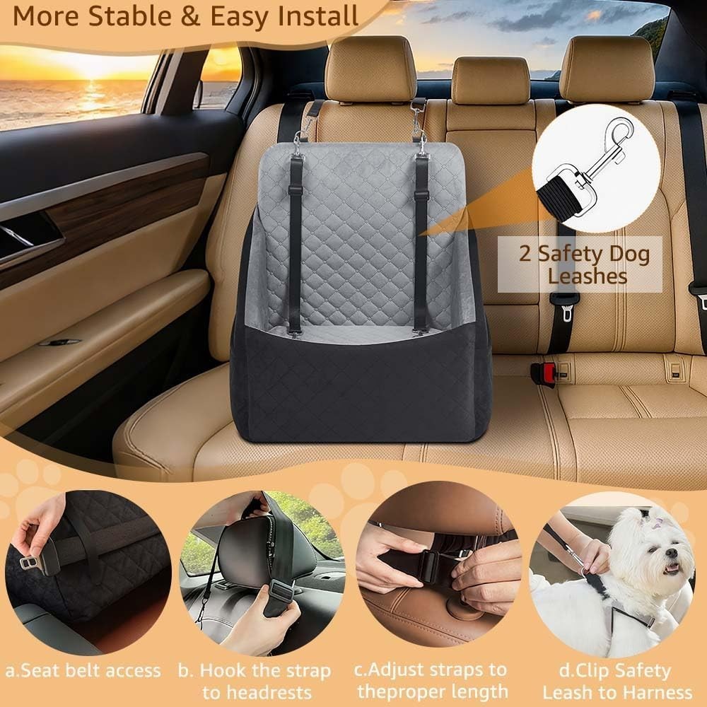 Dog Booster Seat Travel Bed Washable Pet Car Seat for Small Medium Dogs