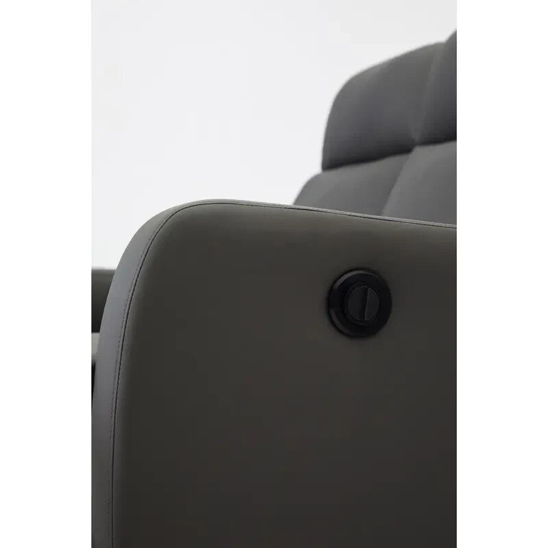 2 Seater Grey Electric Recliner Sofa Faux Leather Compact Lounge Chair