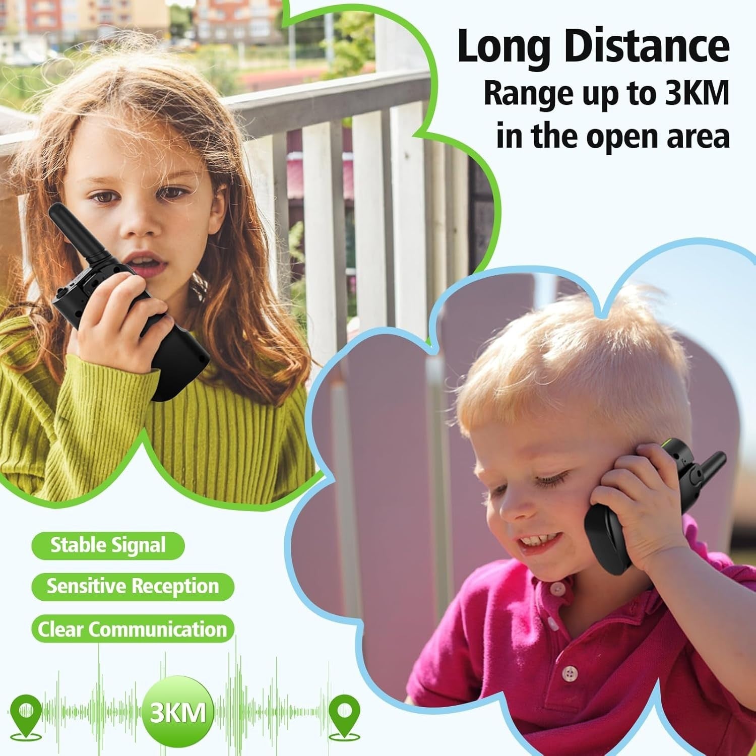 Kids Rechargeable Walkie Talkies 2 Pack Long Range VOX USB-C Radios