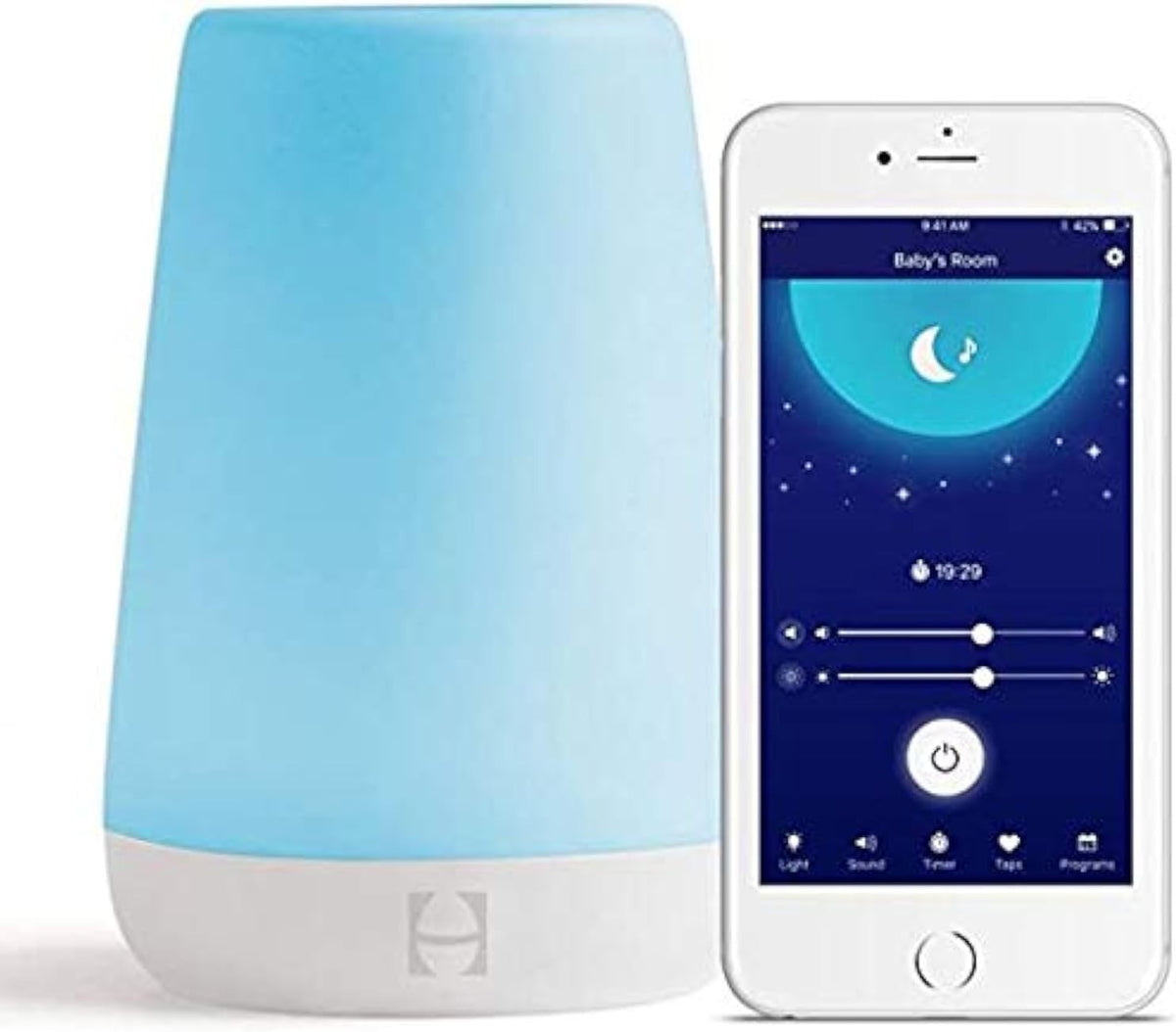 White Noise Baby Sound Machine & Night Light – Timer, App-Control, UK