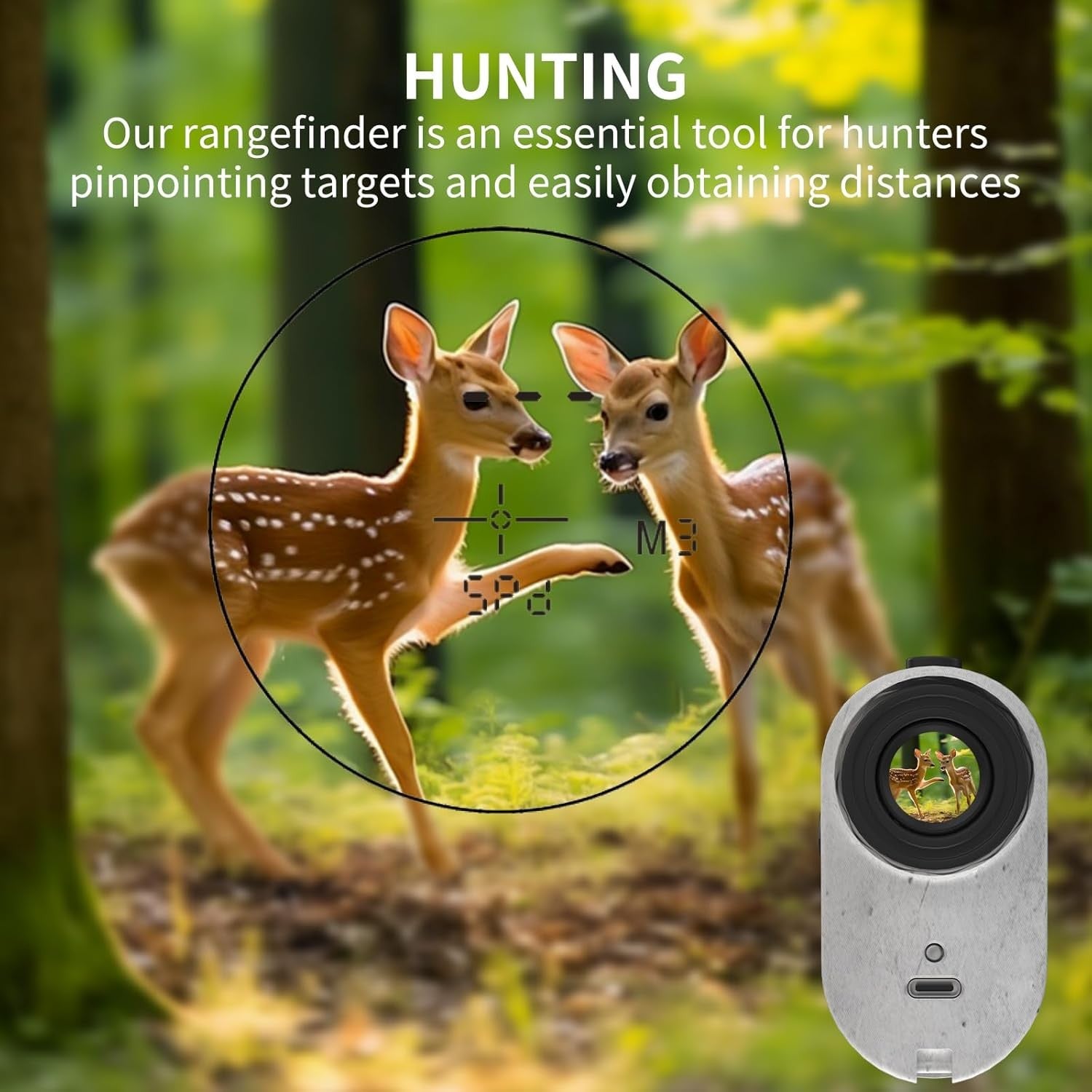 Golf Rangefinder 1200Y Laser Slope 7X Magnification Flag Lock USB Rechargeable