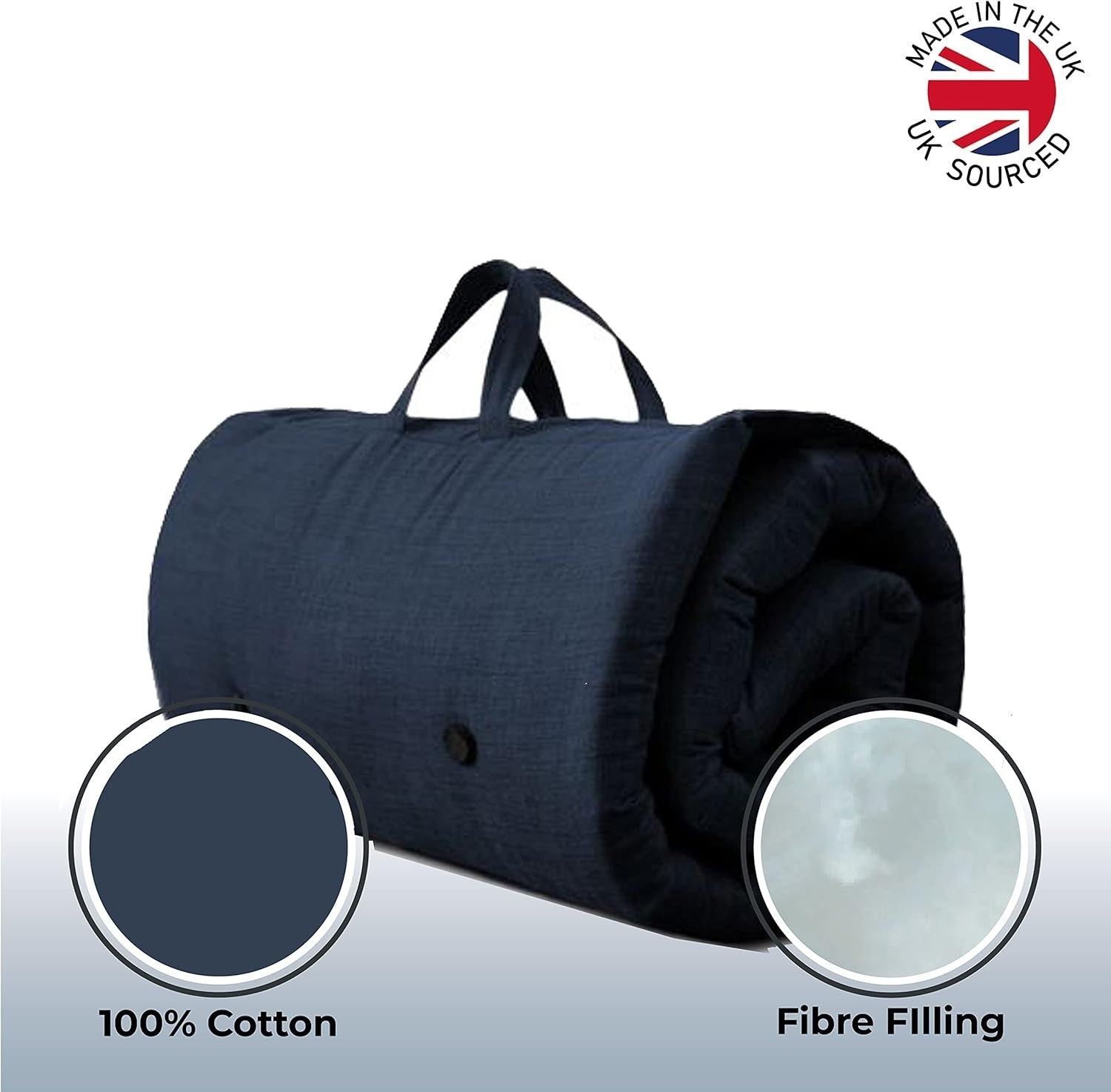 Single Roll-Up Futon Mattress | Folding Bed | Soft Touch | Navy Blue