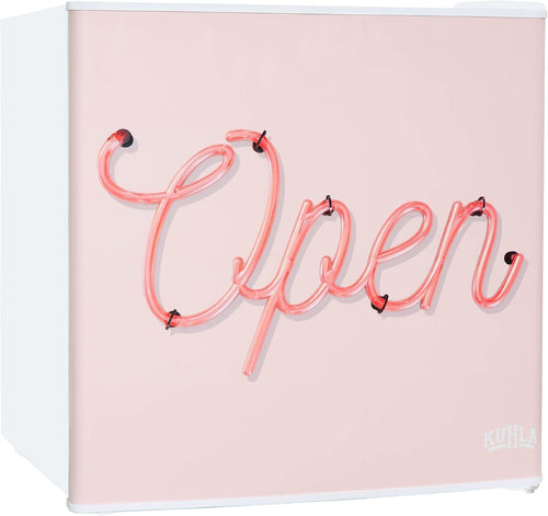 45L Mini Fridge Open Pink Design Countertop Drinks Cooler Adjustable Shelves