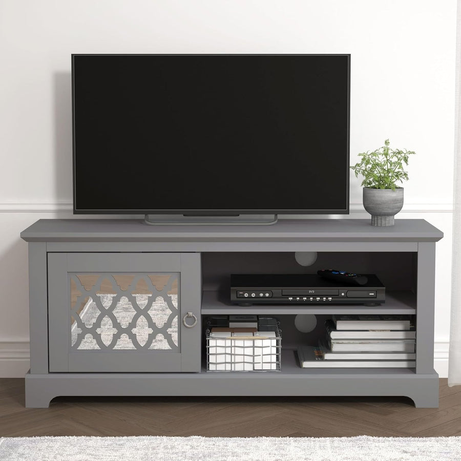 TV Stand Cabinet for 50" TV Grey Unit with Storage Shelf & Door 119cm