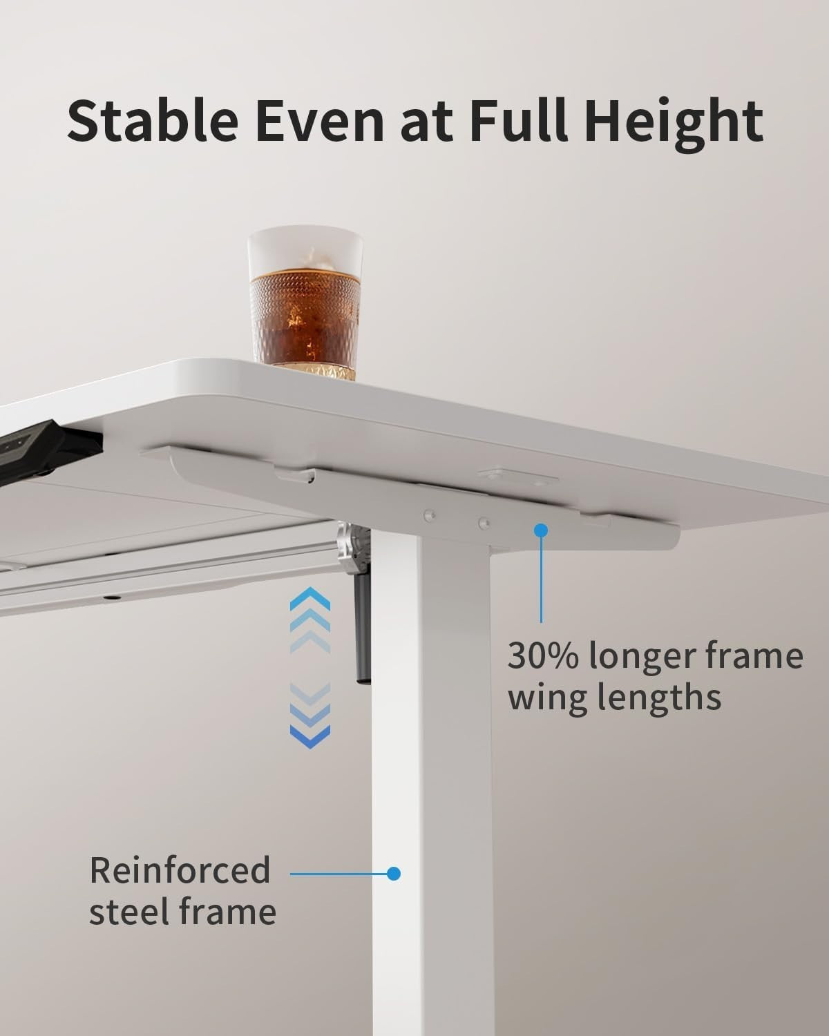 White 120x60cm Electric Standing Desk with Memory Control & Quiet Motor