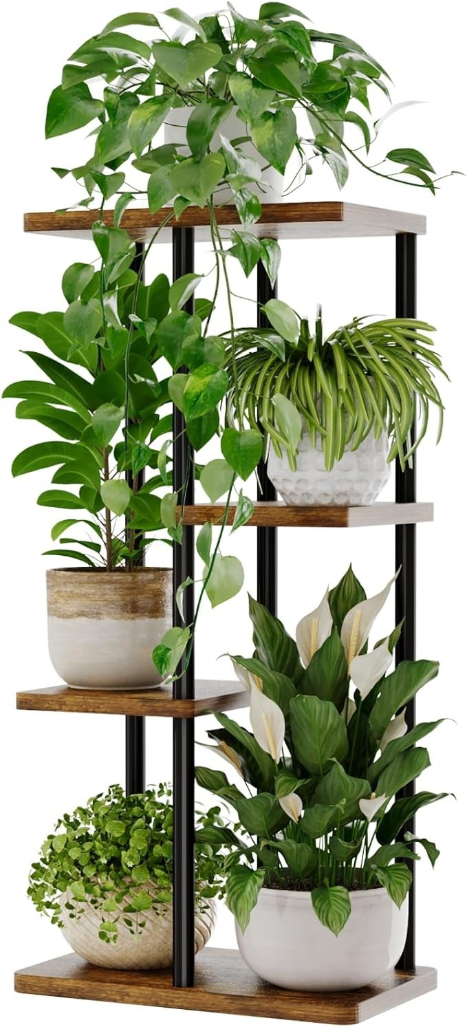 4 Tier Metal Plant Stand Indoor Outdoor Corner Flower Shelf Display Rack