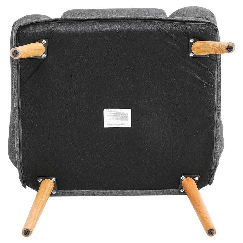 Push Back Recliner Armchair with Footstool Grey Lounge Chair for Living Room