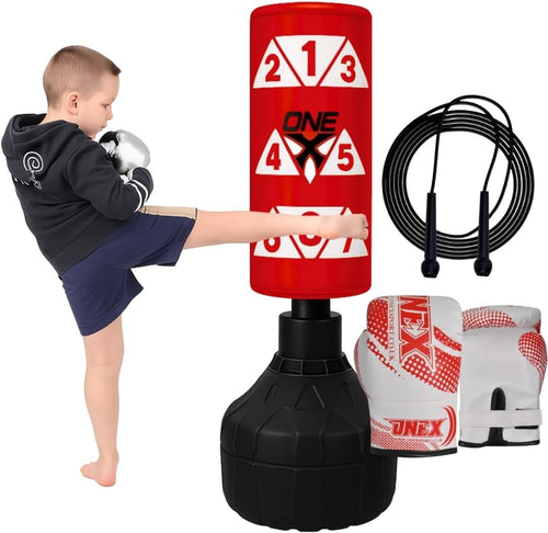 Kids Boxing Training Punch Bag 3.5FT Freestanding Gloves Indoor Play