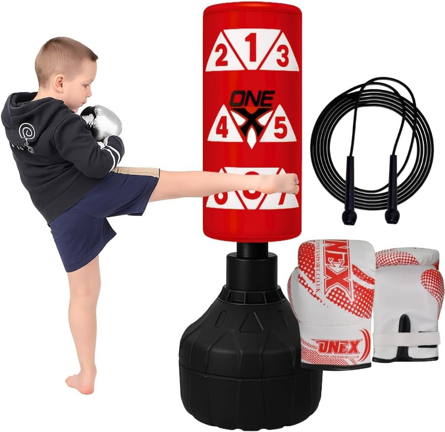 Kids Boxing Training Punch Bag 3.5FT Freestanding Gloves Indoor Play