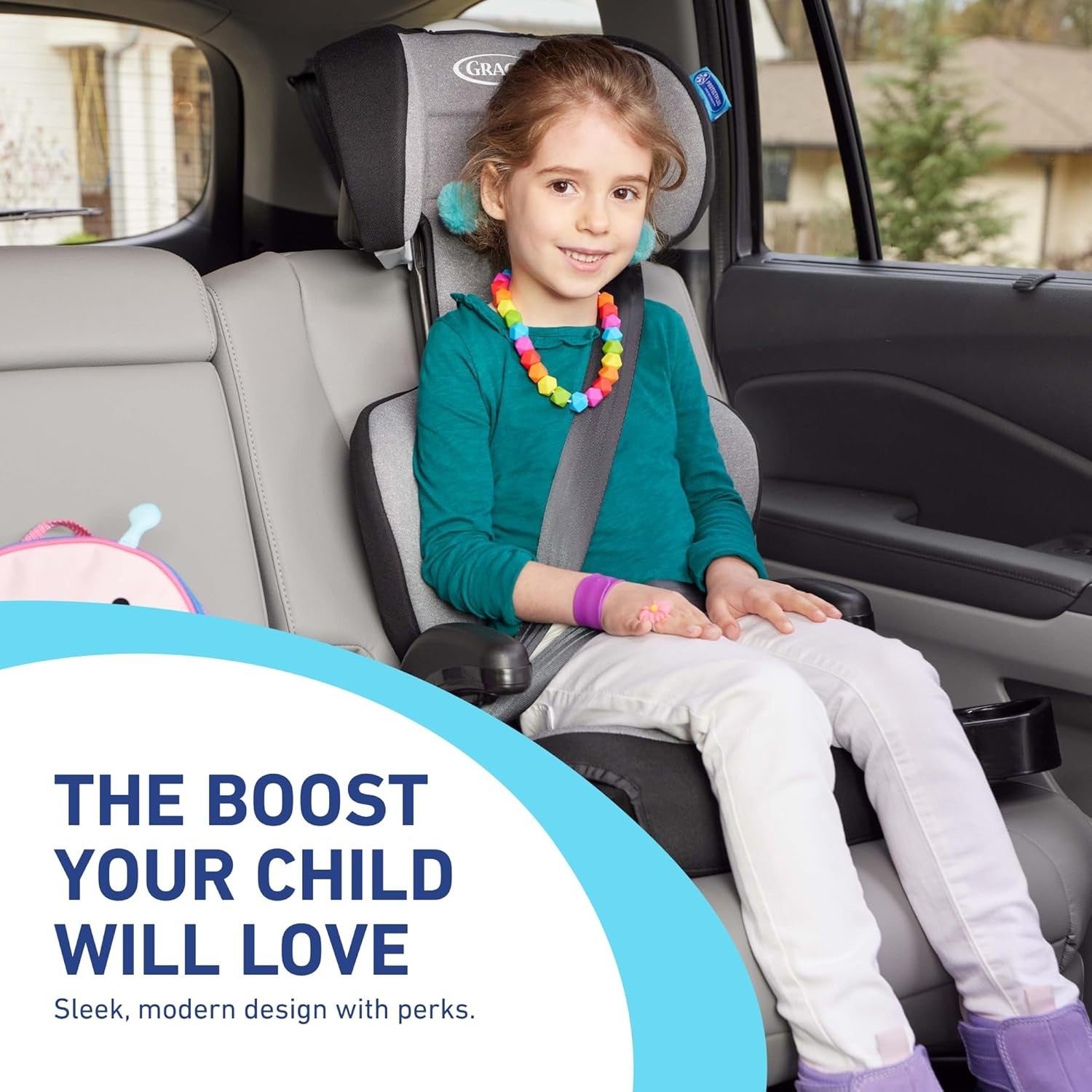 Highback Booster Car Seat 2-in-1 Convertible Seat Belt Kids Seat with Cup Holder