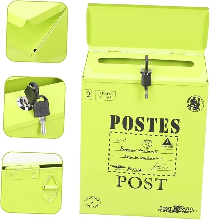 Secure Vintage Wall Mount Mailbox with Lock – Iron Post Box for Home & Garden