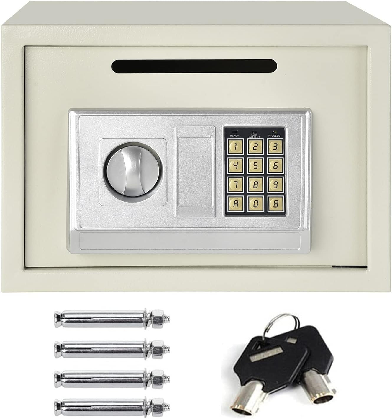 16L Digital Safe Box Cash Deposit Slot Security Lock White Safe
