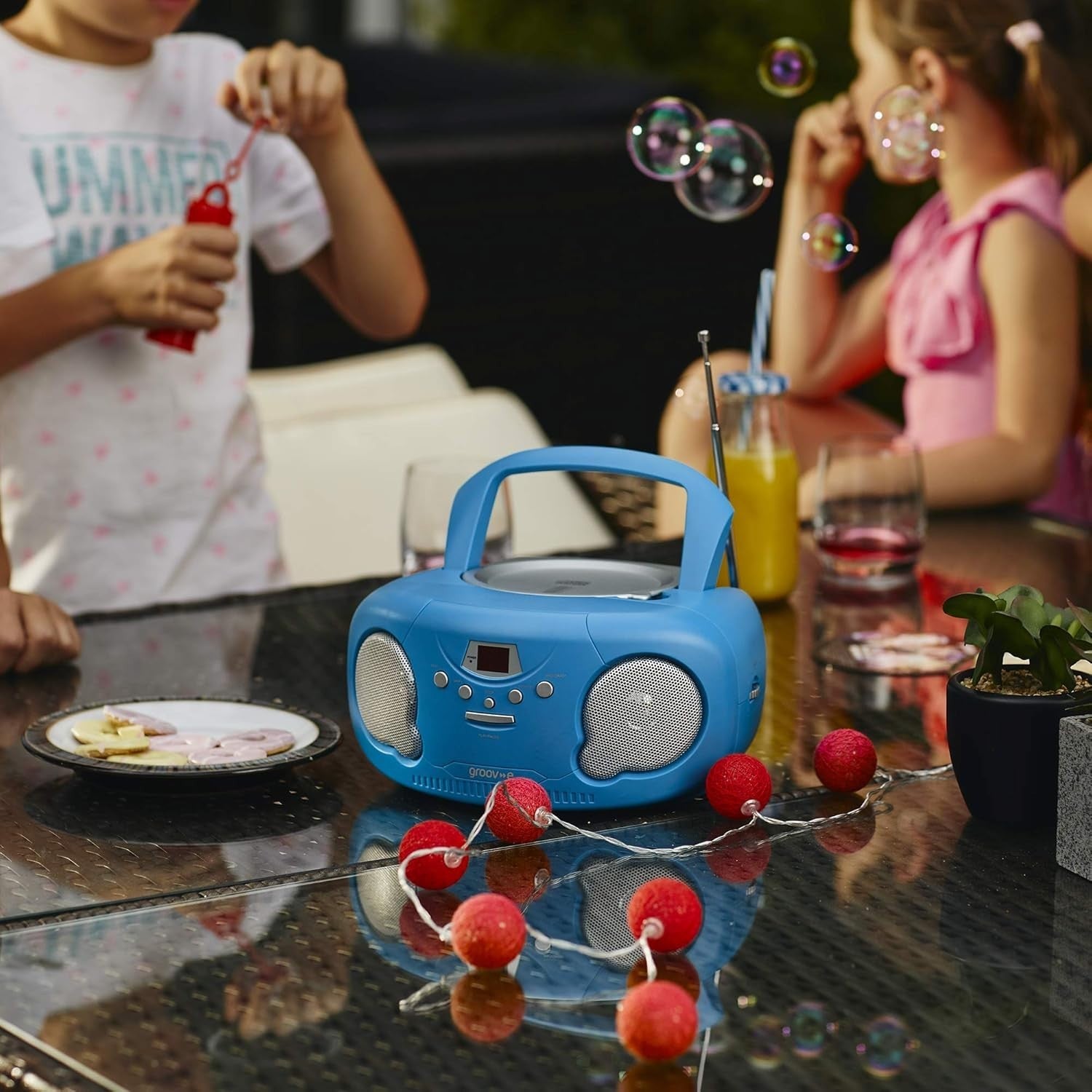 Portable Boombox CD Player with Bluetooth, Radio & Aux - Pink