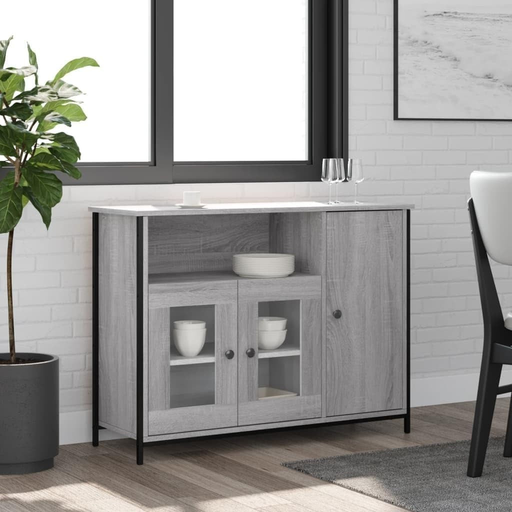 Modern Grey Sideboard Cabinet Storage Unit with Doors Shelves 100cm