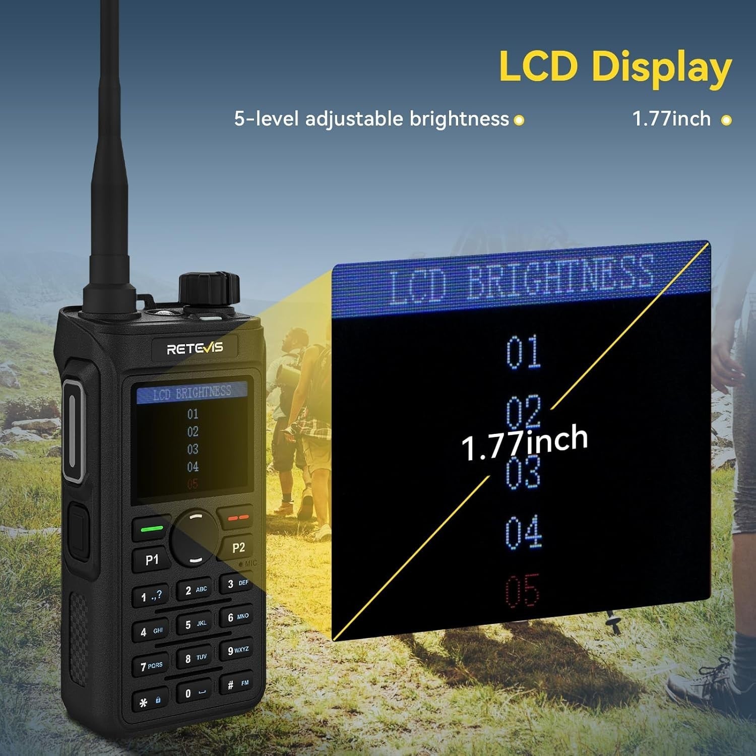 Dual Band Walkie Talkies 2 Pack Long Range 5W Type-C AI Noise Reduction