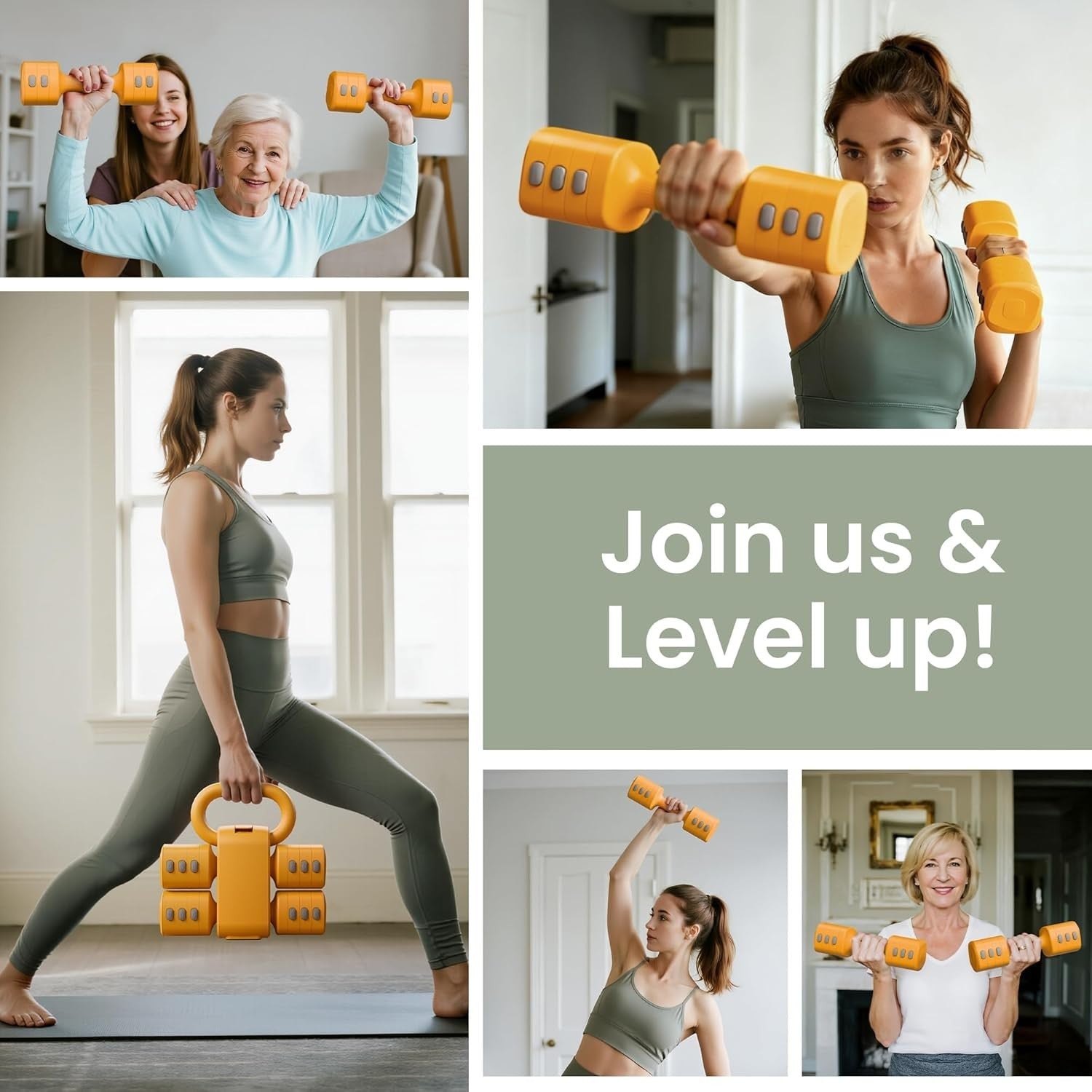 2-in-1 Adjustable Dumbbells for Women 4 Levels Non-Slip Home Fitness