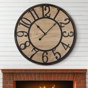 Large 32" Rustic Wall Clock Silent Non-Ticking Bronze Farmhouse Decor