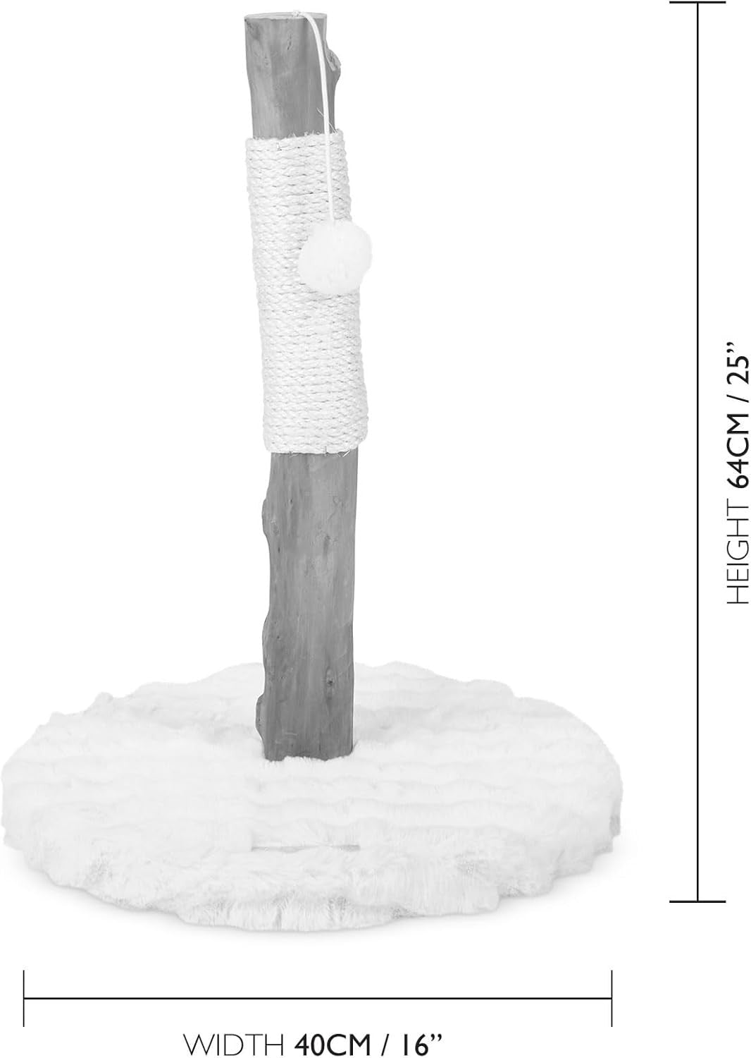 Cat Scratching Post Tree with Natural Wood Sisal Column Plush Base Indoor