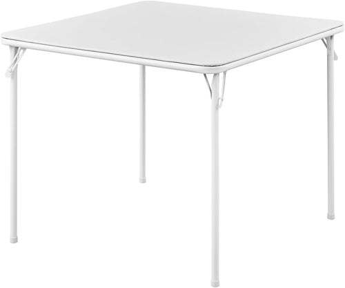 Foldable Square Table 2.6ft Portable Metal Frame Indoor Outdoor White