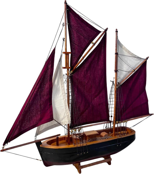 Brixham Trawler Model Yacht 55cm Sailing Boat Decor | Wooden Fishing Ship