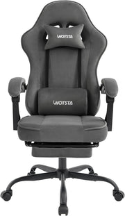 Ergonomic Suede Gaming Chair with Footrest & Lumbar Support, 330LB Capacity