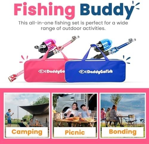 Kids Fishing Rod Reel Combo Starter Set with Tackle Box 4-5ft Kit
