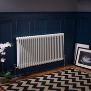 Double Column Horizontal Radiator 600x1190mm White Cast Iron Style