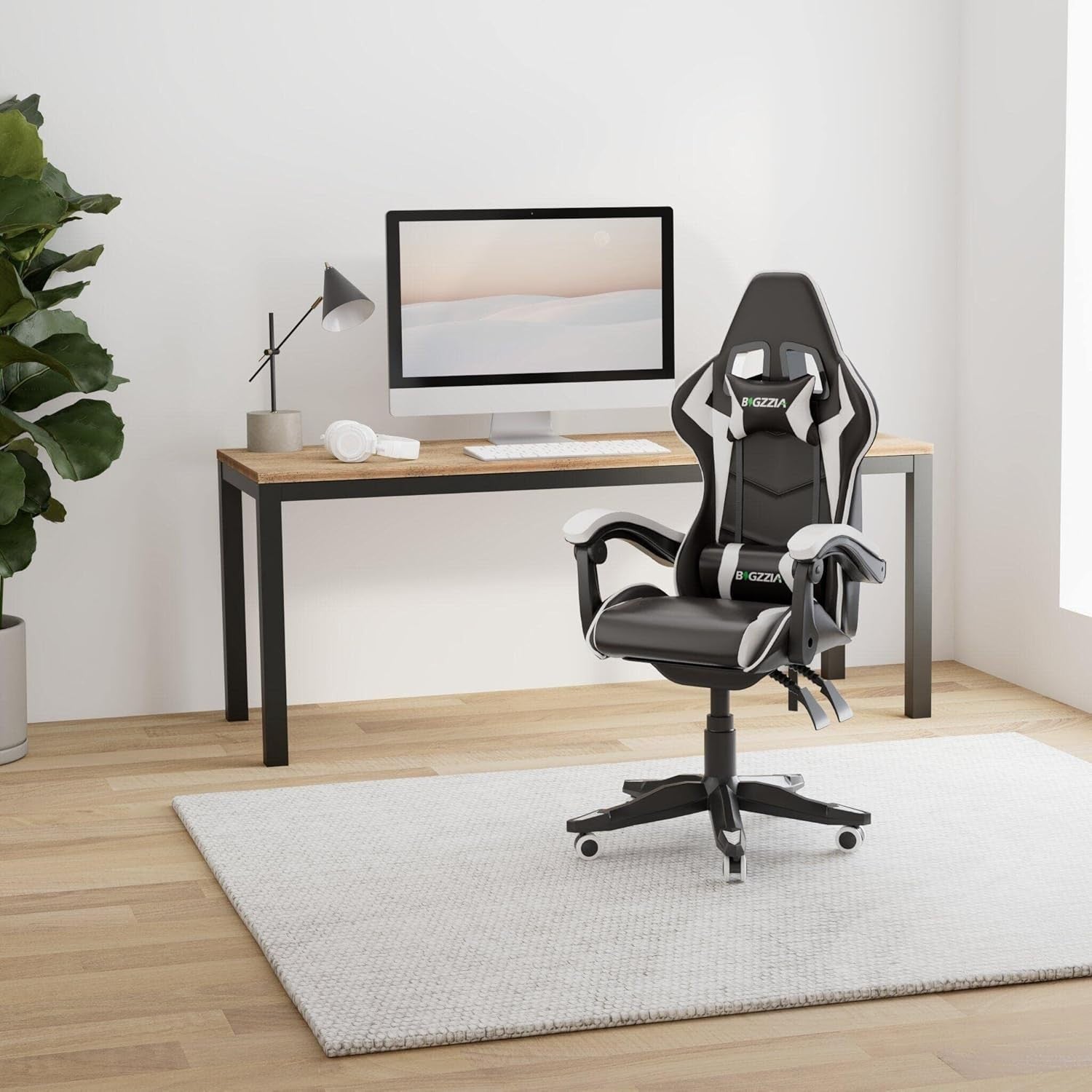 Ergonomic White Gaming Chair Recliner Faux Leather Desk Office PC Seat