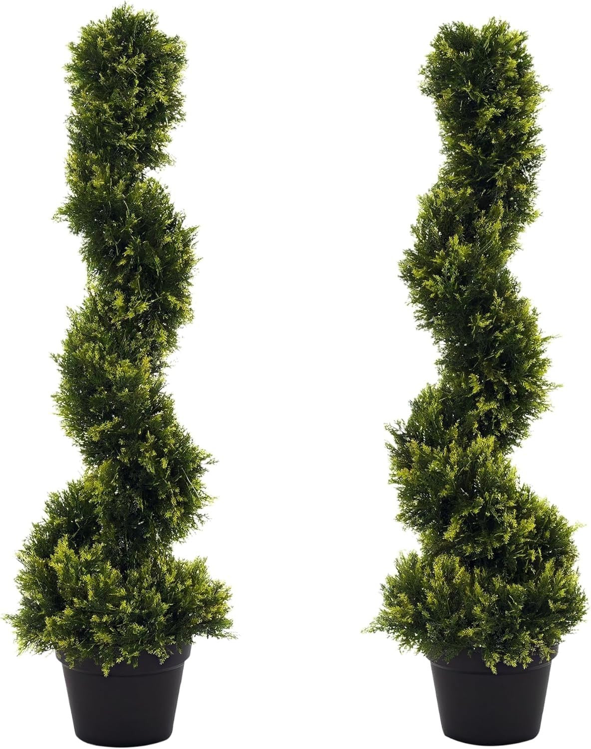 Set of 2 Artificial Spiral Trees 90cm Faux Green Potted Topiary Plant Home Decor