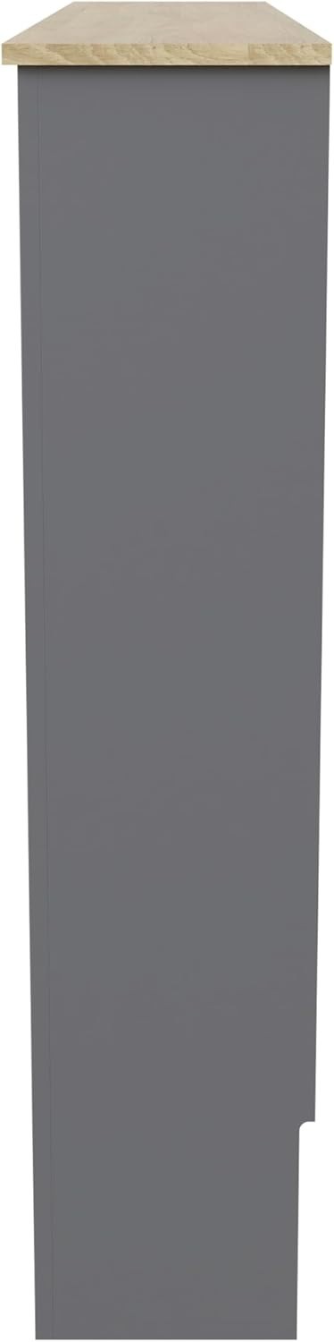 Modern Grey Radiator Cover Medium Slatted Wood Design