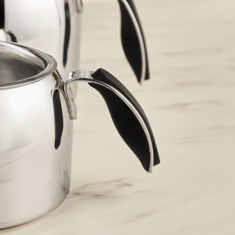 Stainless Steel Turkish Tea Pot Set 3L Glass Lid Induction Safe Teapot