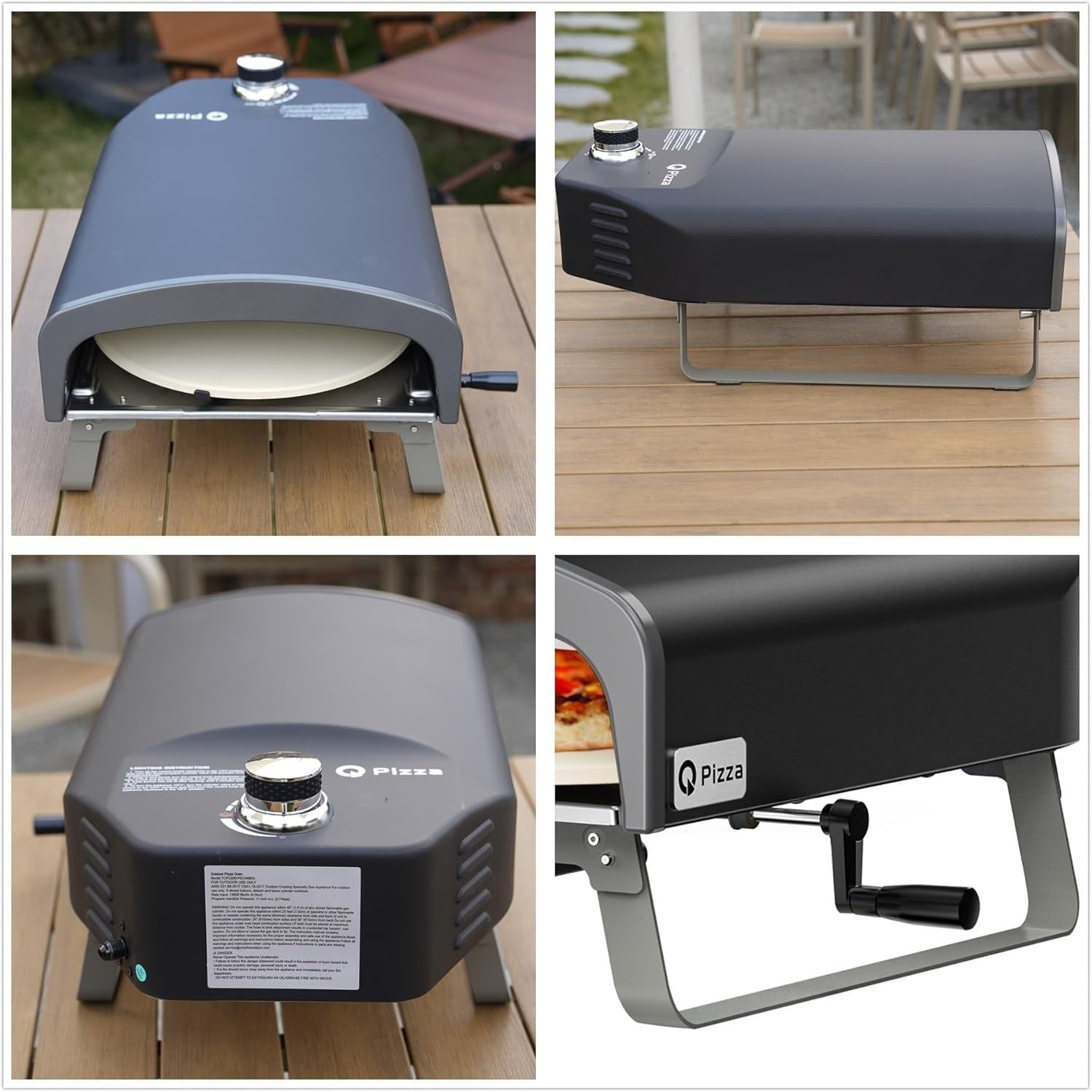 Outdoor Gas Pizza Oven 13" with Rotating Stone | Portable Propane BBQ Grill
