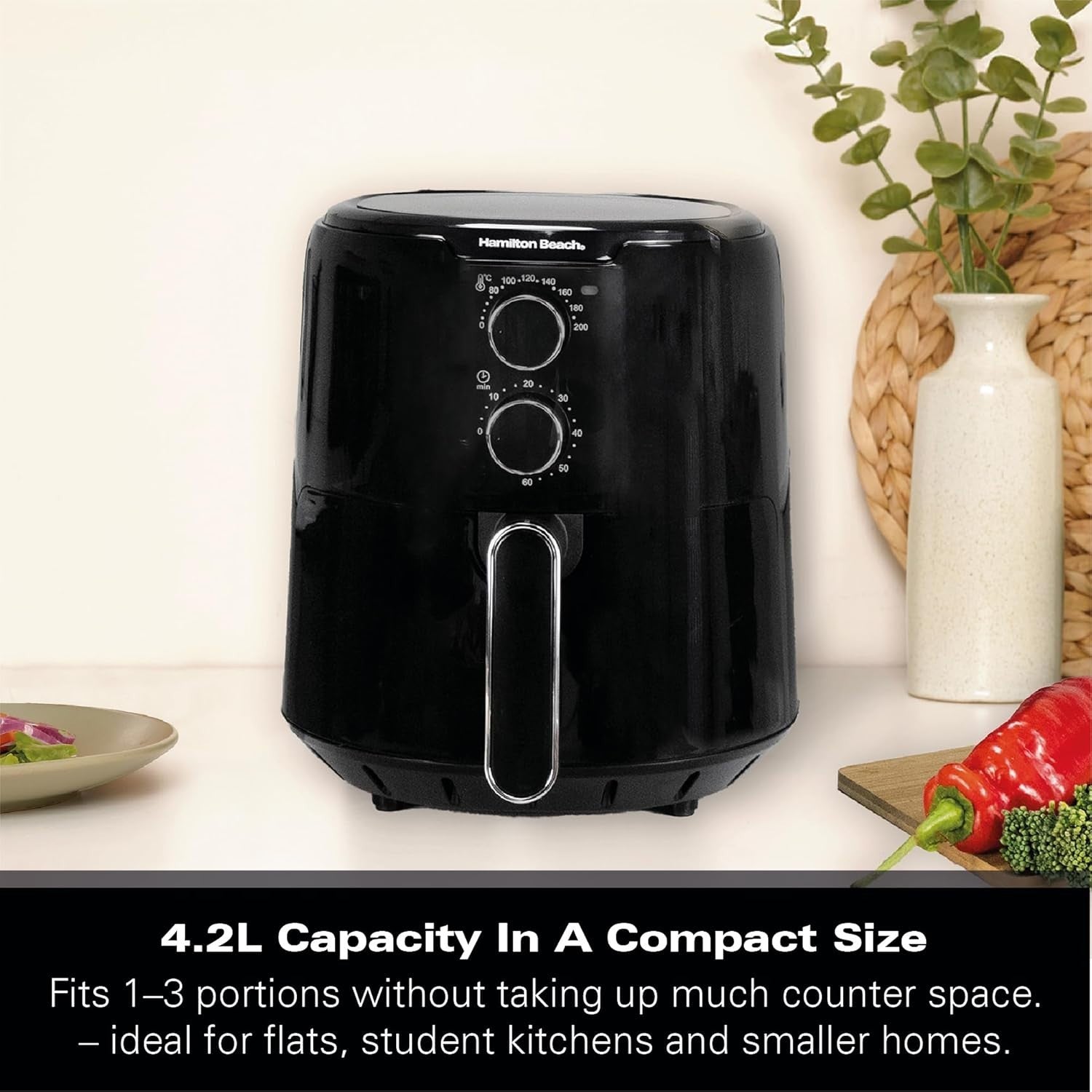 4.2L Manual Air Fryer | Energy Saving 1300W | Timer & Temp Control | Fry Roast