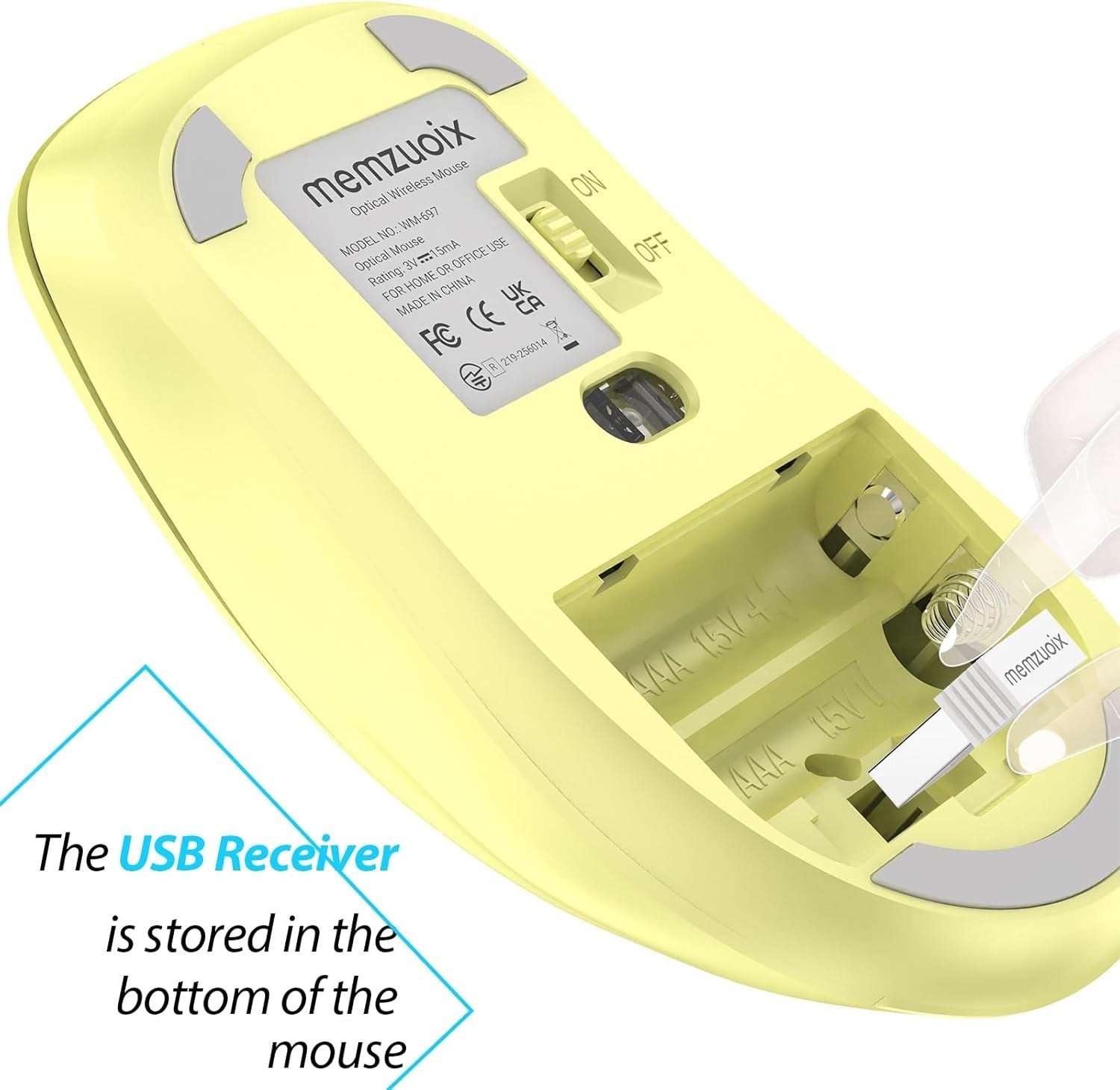 Yellow Wireless Mouse 1400 DPI USB 2.4G Portable 5 Button