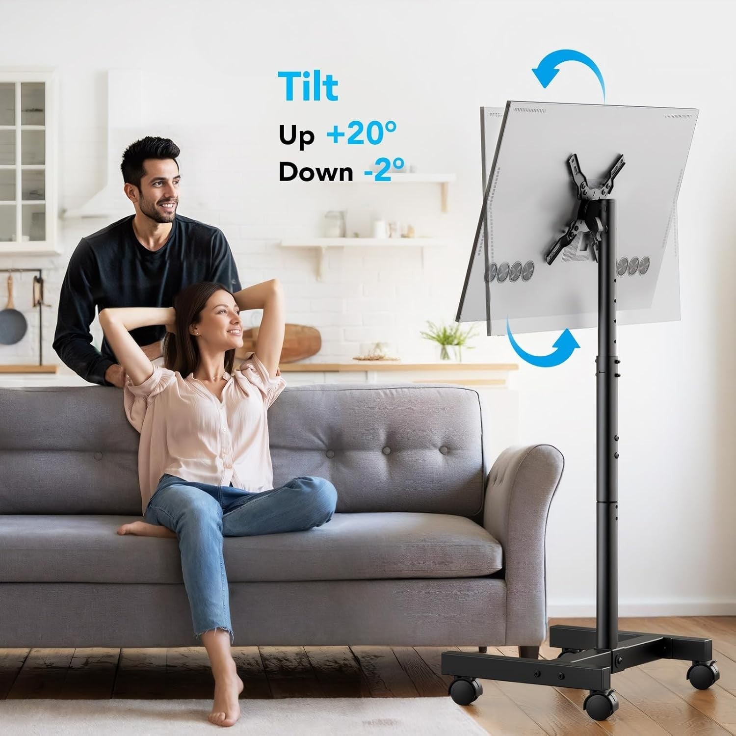 Adjustable Mobile TV Floor Stand 13-50" Swivel Mount for LCD LED TVs up to 35kg