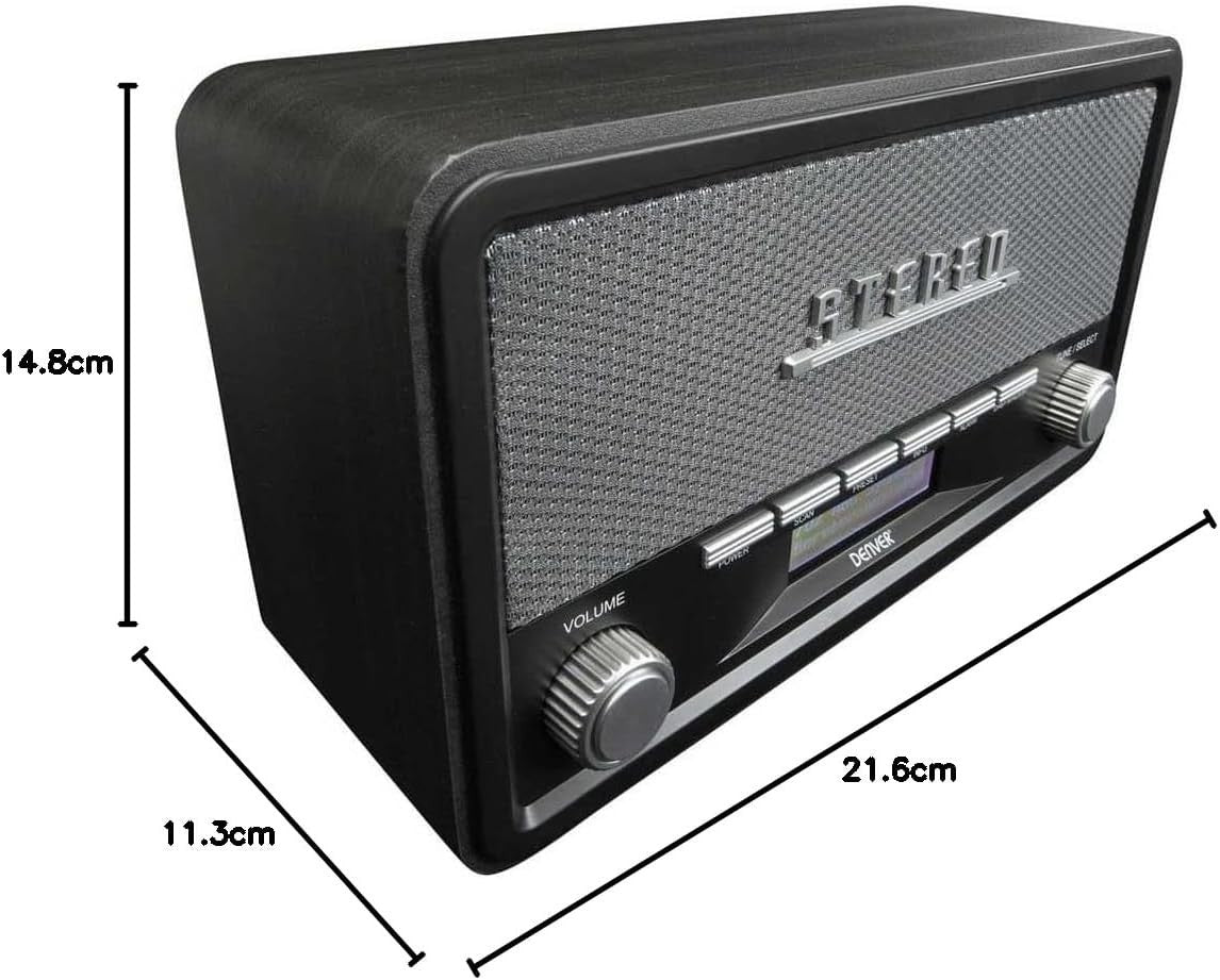 Retro DAB/DAB+ & FM Bluetooth Radio with Dual Alarm Clock & AUX – Grey Wood