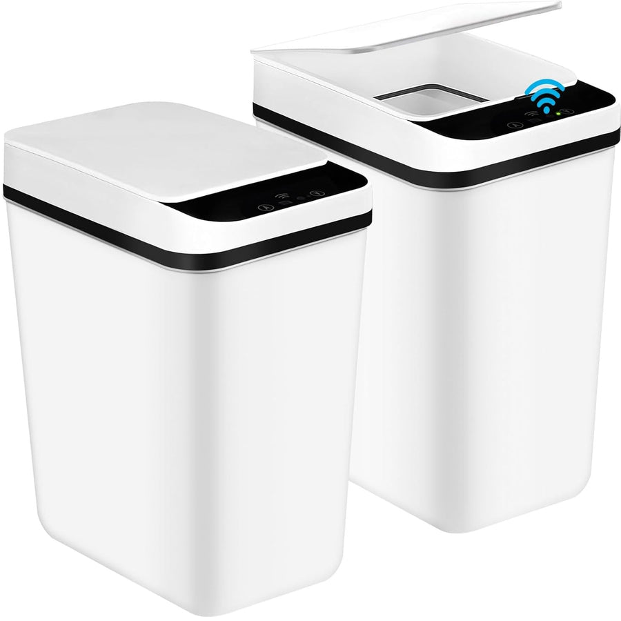 2-Pack Touchless Bathroom Trash Can | 3.1Gallon Sensor Bin White