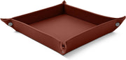 Leather Valet Tray Orange Brown – Desk Organiser for Keys, Coins & Jewellery