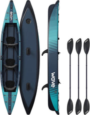 3 Person Inflatable Kayak PVC Canoe Set w/ Paddles Pump Navy
