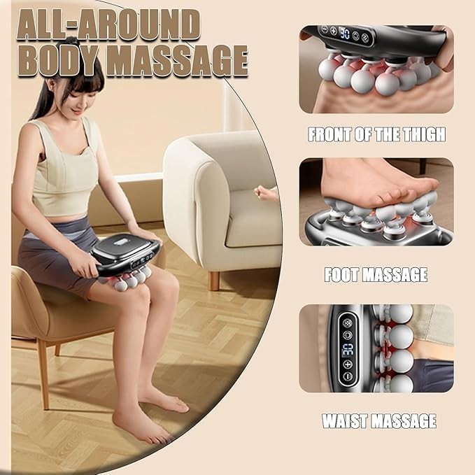 Hands Free Back Massager Deep Tissue Muscle Relief 8 Head 30 Intensities