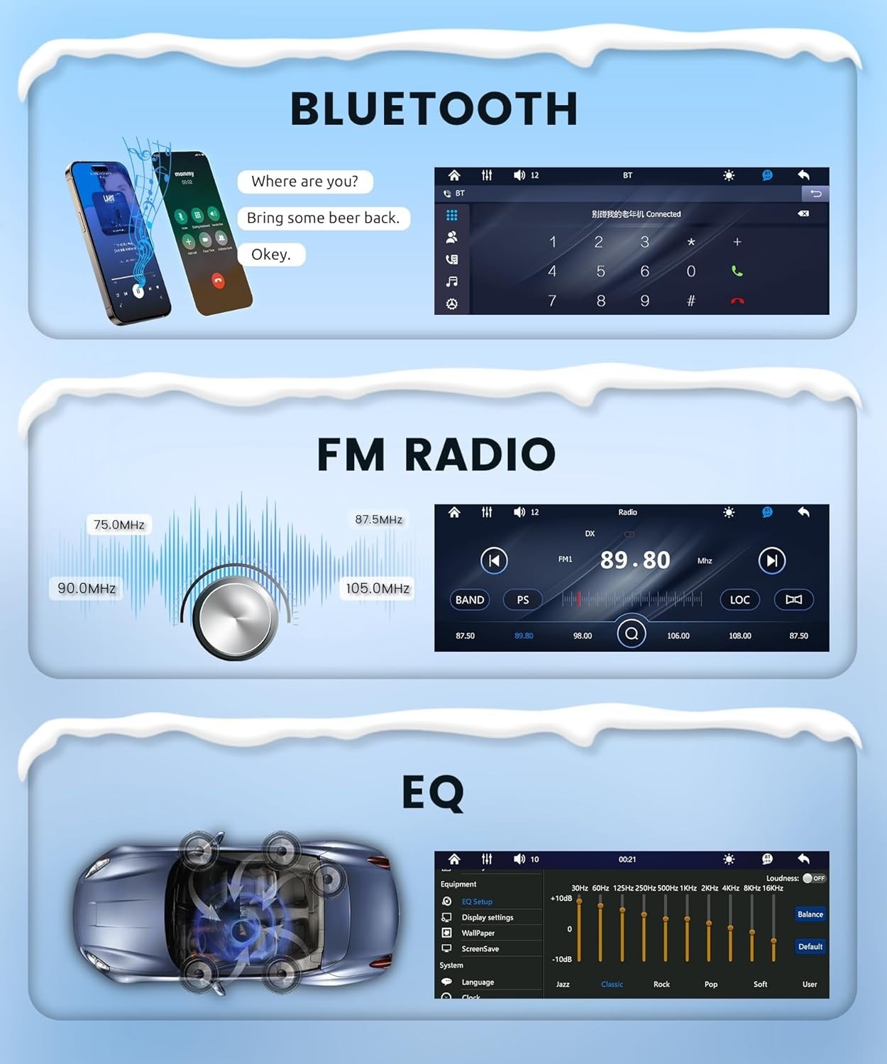 6.9" Single Din Car Stereo Wireless CarPlay Android Auto FM Bluetooth