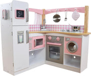 Large Corner Wooden Play Kitchen Kids Toy Set Phone Accessories