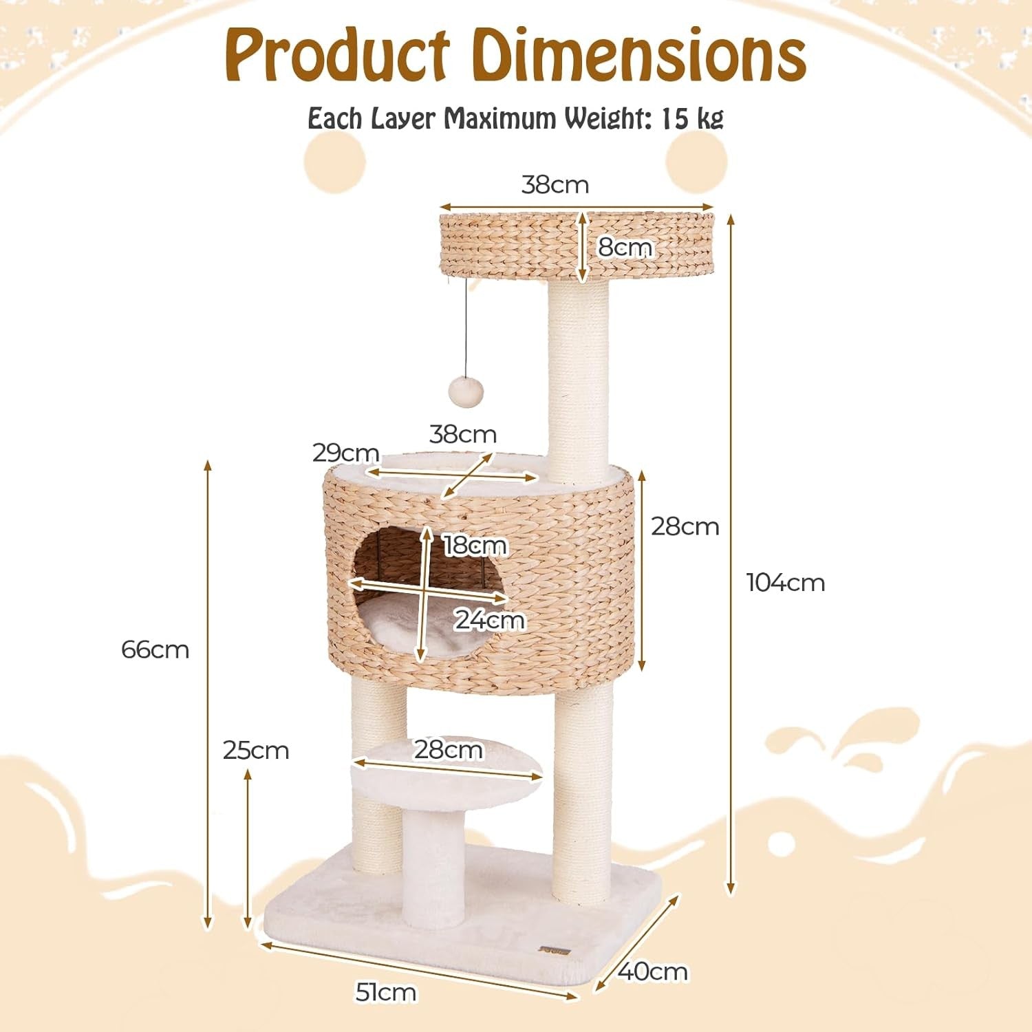 Modern Cat Tree Tower With Wicker Condo Top Perch Scratching Posts Indoor