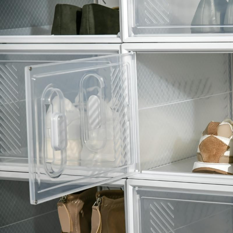 Clear Stackable Shoe Boxes – 18PC Set with Magnetic Doors & Air Vents