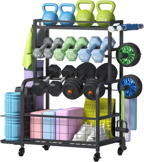 Adjustable 2-Tier Dumbbell & Fitness Equipment Rack – Home Gym Storage