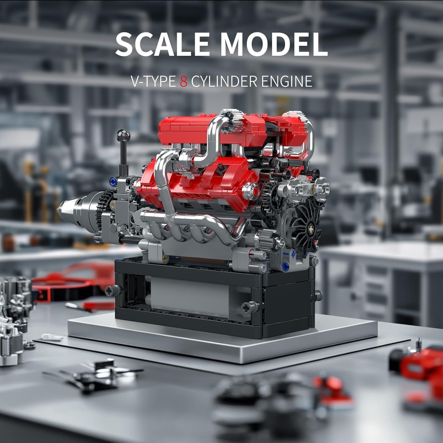 Motorised V8 Engine Model Kit 750PCS STEM Buildable Car Engine Toy